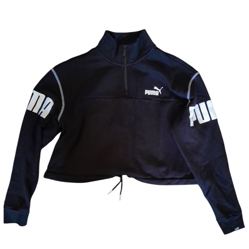 Puma Girl's Black Cropped Sweatshirt